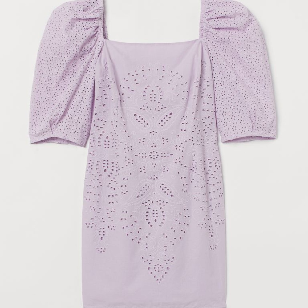 H&M Eyelet Embroidery Dress in Lavender